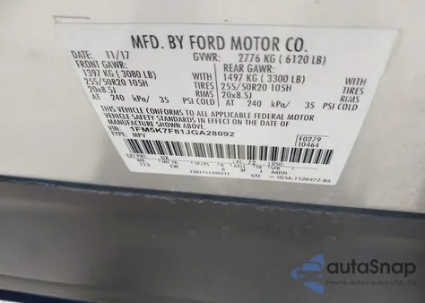 2018 Ford Explorer Limited из США, поврежденный, VIN 1FM5K7F81JGA28092